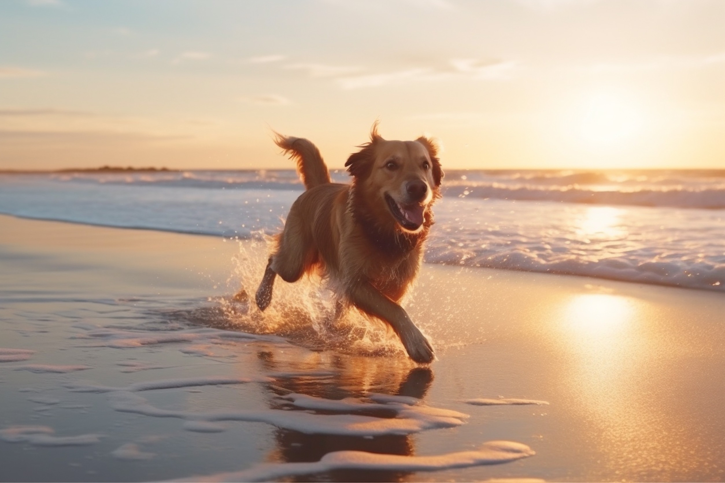 dog walking on beach