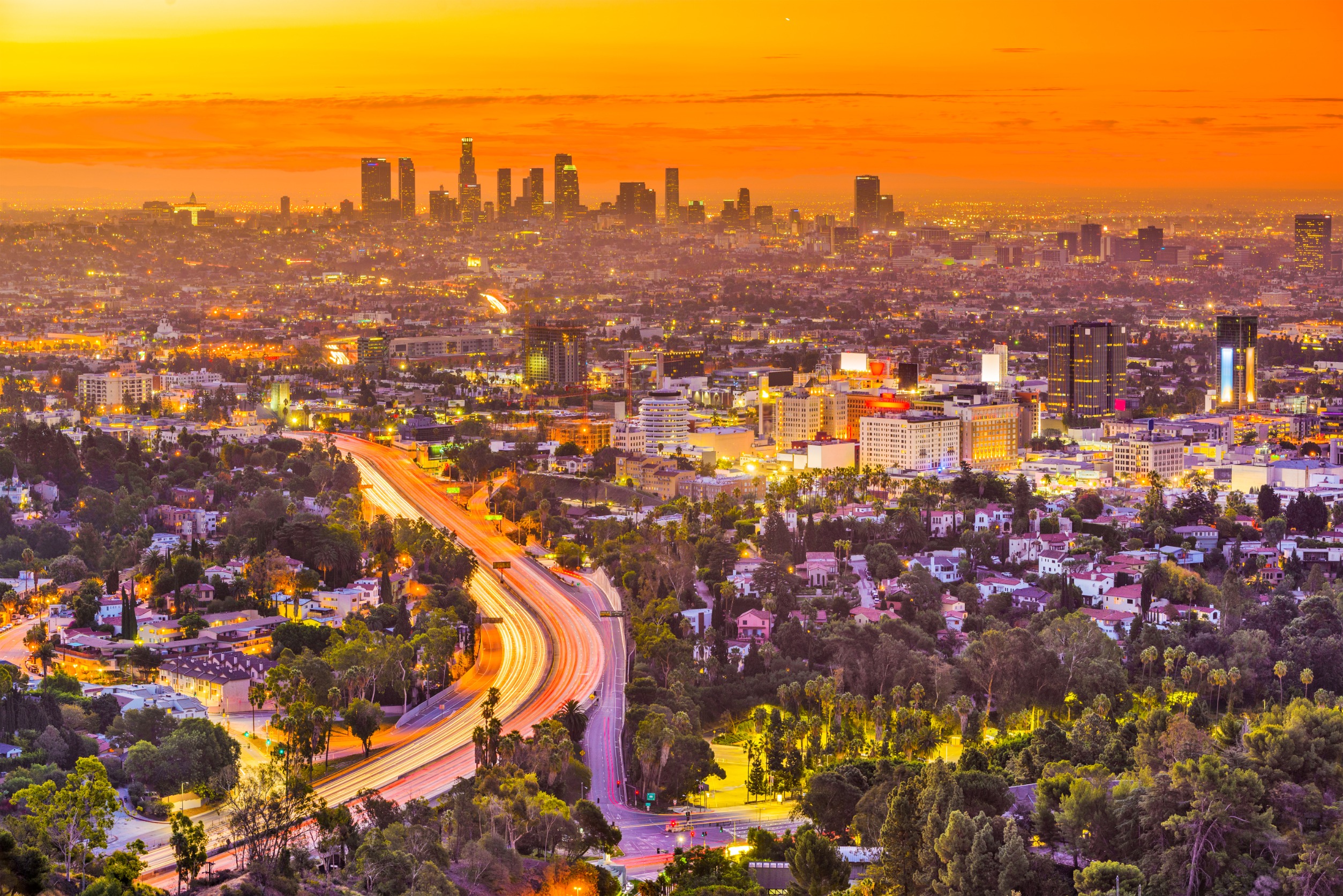 Los Angeles at Night Aerial Image